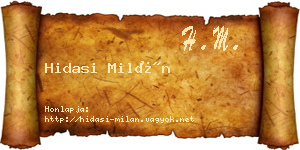 Hidasi Milán névjegykártya